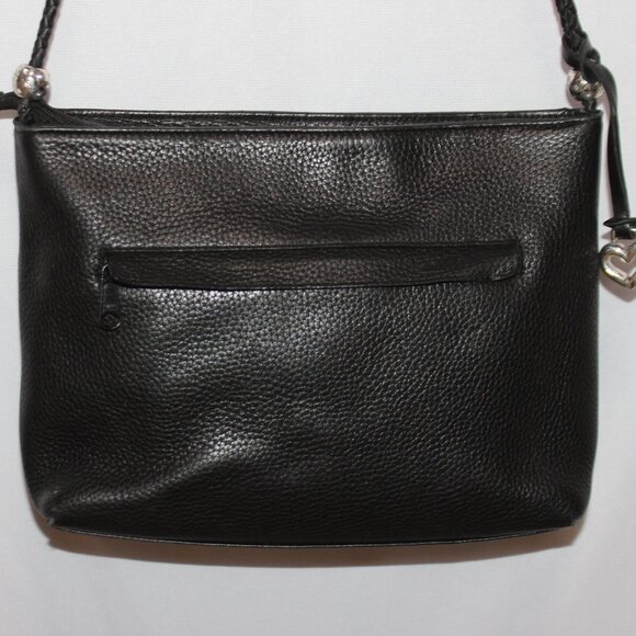 Brighton Black Leather Shoulder Bag Croc Pattern Trim Bow with Hearts - Picture 4 of 16